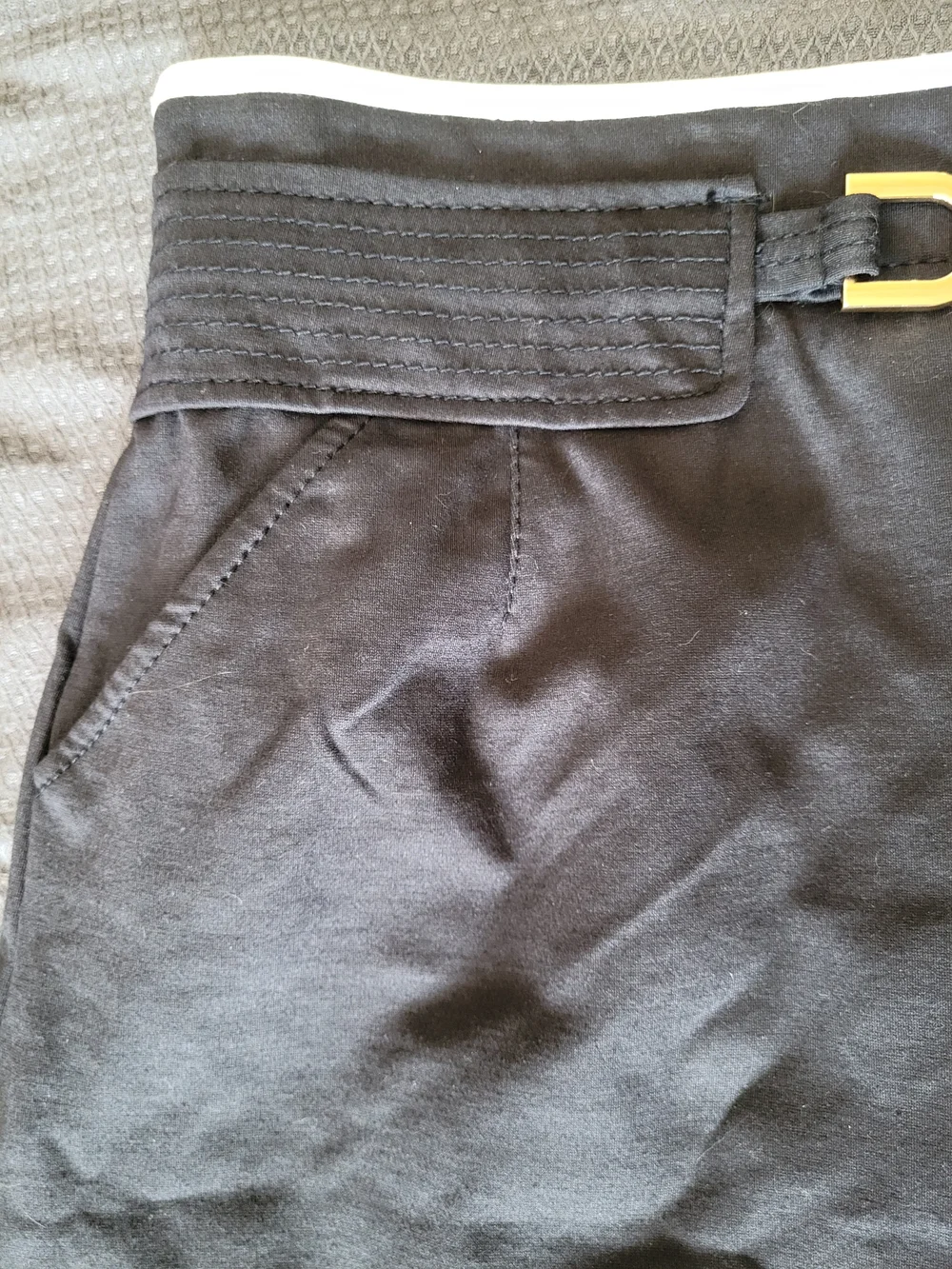 Ann Taylor Black A-Line Skirt with Gold Buckle - Picture 8 of 12